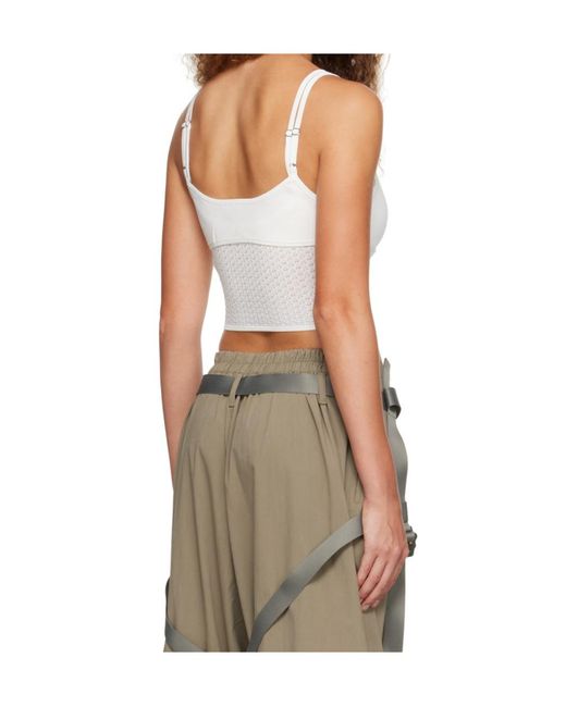Dion Lee White Serpent Lace-Panelled Bralette Top