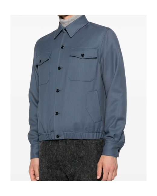 Lardini Blue Button-Fastening Flap-Pocket Jacket for men