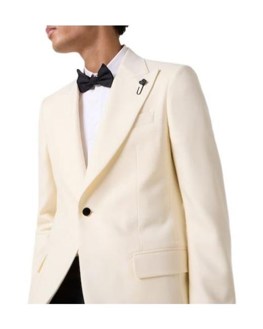 Lardini White Single-Breasted Virgin Wool Blazer for men