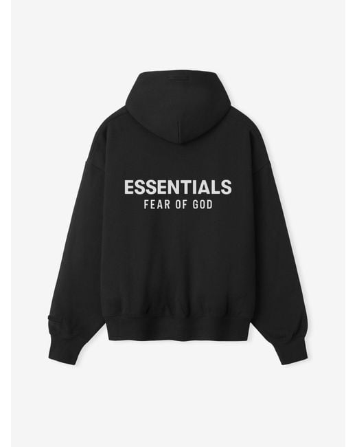 Fear Of God Black Essentials Ss26 Classic Zip-Up Hoodie