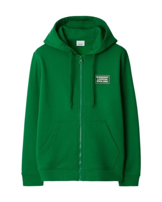 Burberry Green Zippered Hoodie for men