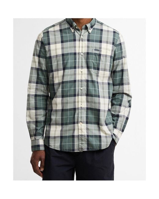 Barbour Gray Long-Sleeved Plaid Shirt for men