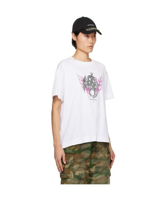Givenchy White Logo Printed Crewneck T-Shirt for men