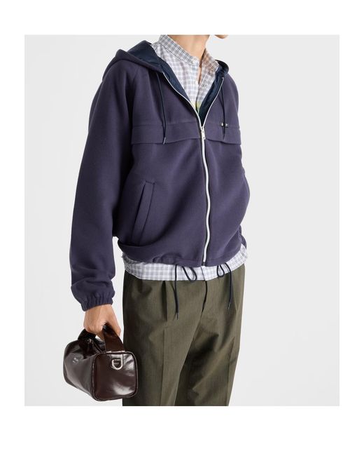 Prada Blue Zipped Hooded Jacket for men