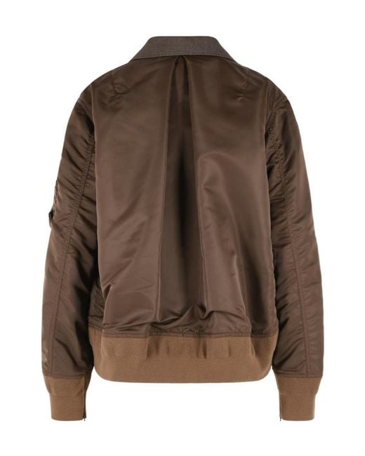 Sacai Brown Double-Breasted Panelled Blazer