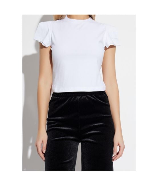 Vetements White Logo Detailed Cut-Sleeve T-Shirt