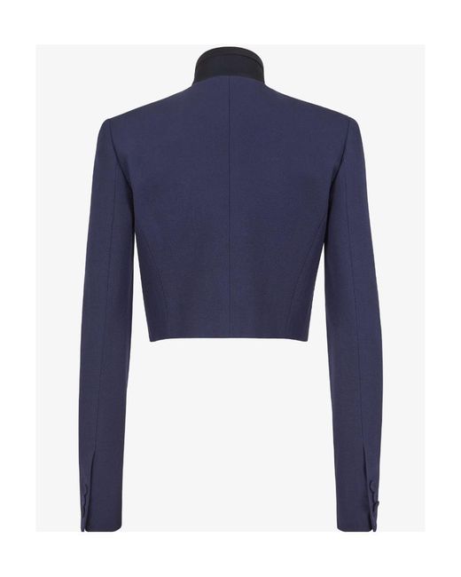 Fendi Blue Grain De Poudre Wool Jacket
