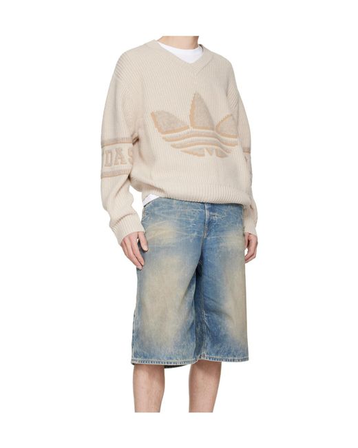 Adidas Originals Blue X Clot By Edison Chen V-Neck Logo Knitwear for men