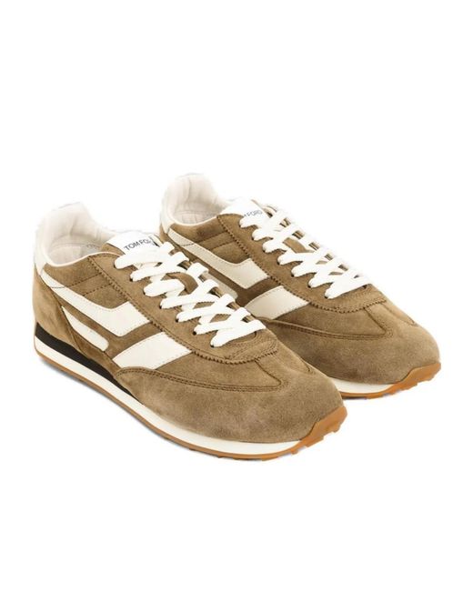 Tom Ford Metallic Front-Lacing Sneakers for men