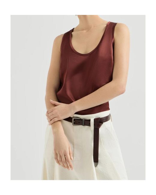 Brunello Cucinelli Purple Stretch Silk Satin Top