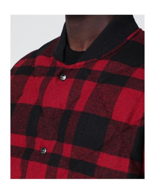 Ralph Lauren Red Quilted Check Bomber for men