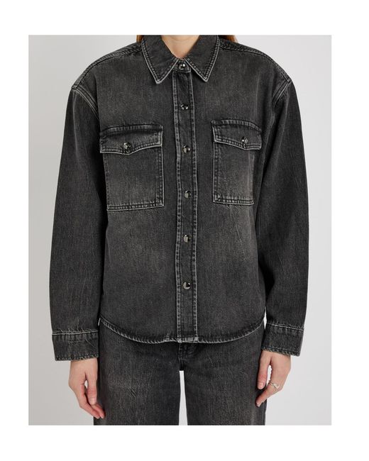 Anine Bing Black Paxton Washed Denim Shirt