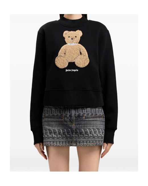 Palm Angels Black Bear Printed Crewneck Sweatshirt