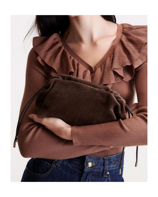 Marella Brown Suede Clutch