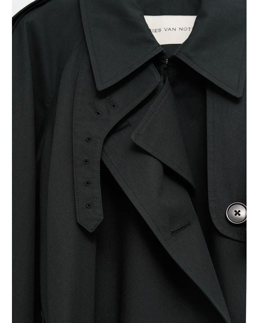 Dries Van Noten Black Long-Sleeved Trench Coat