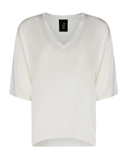 Thom Krom White Relaxed V-Neck Top