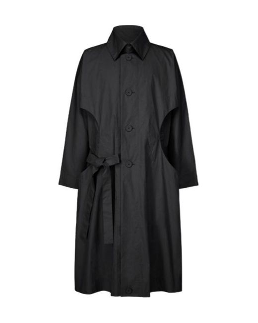 Homme Plissé Issey Miyake Black Cavity Belted Buttoned Coat for men