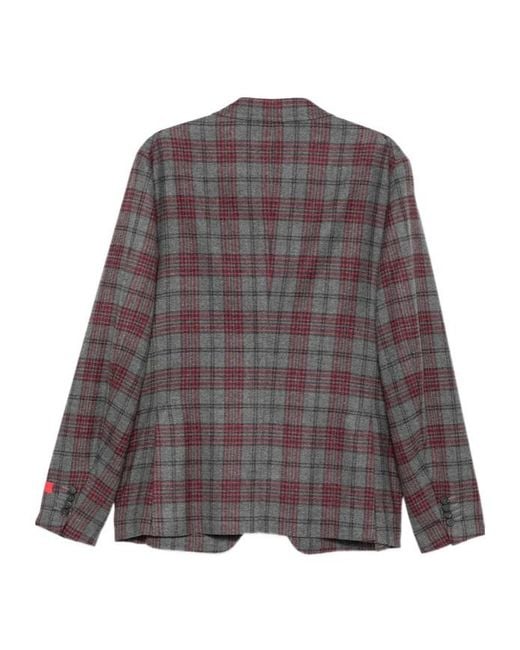 Isaia Gray Checked Blazer for men