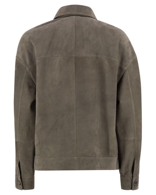 Brunello Cucinelli Brown Couture Leather Shirt Jacket