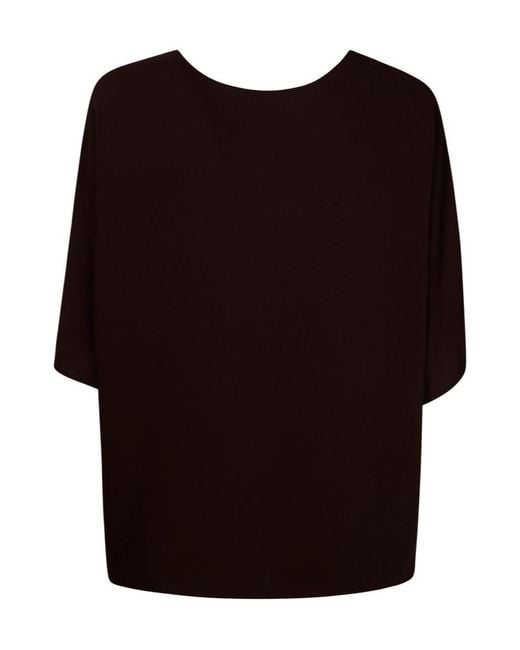 P.A.R.O.S.H. Black Short-Sleeve Belted Crewneck Top