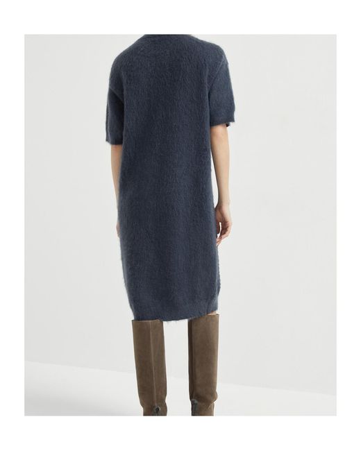 Brunello Cucinelli Blue Croc-Motif Sequin Dress