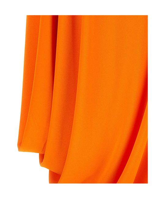 Tom Ford Orange Asymmetric-Hem Draped Mini Dress