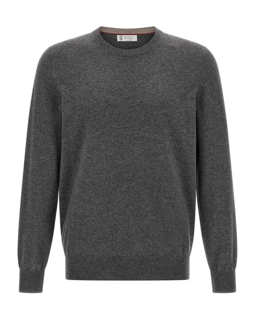 Brunello Cucinelli Gray Crewneck Knitted Jumper for men