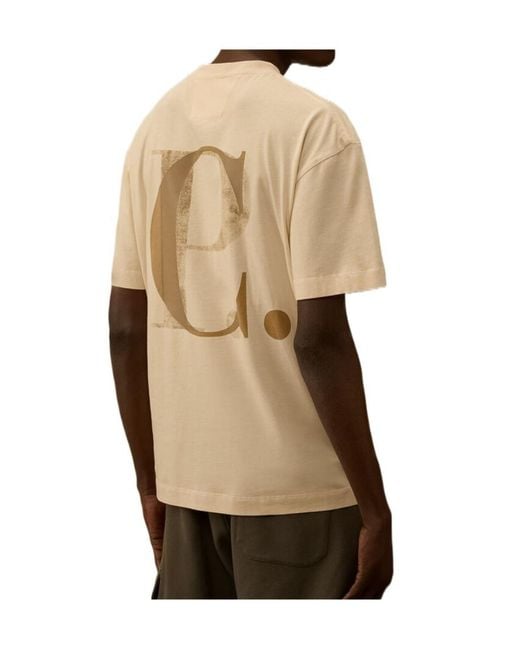 C P Company Natural Logo Print T-Shirt for men