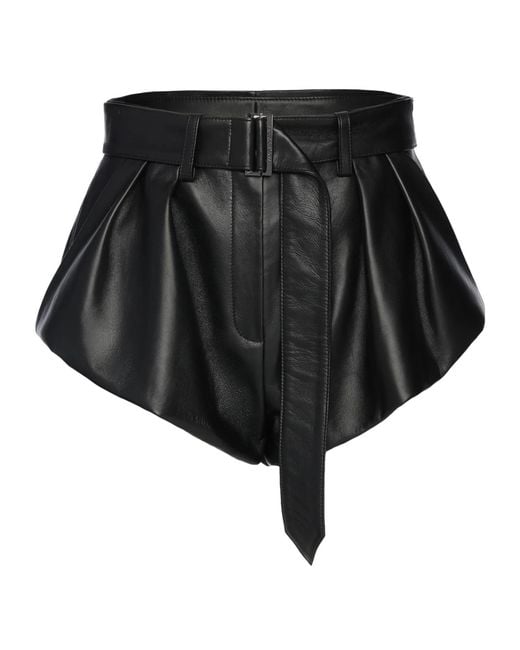 Magda Butrym Black Belted Leather Shorts