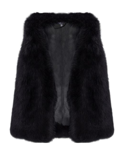 Balmain Black Sleeveless Fur Vest