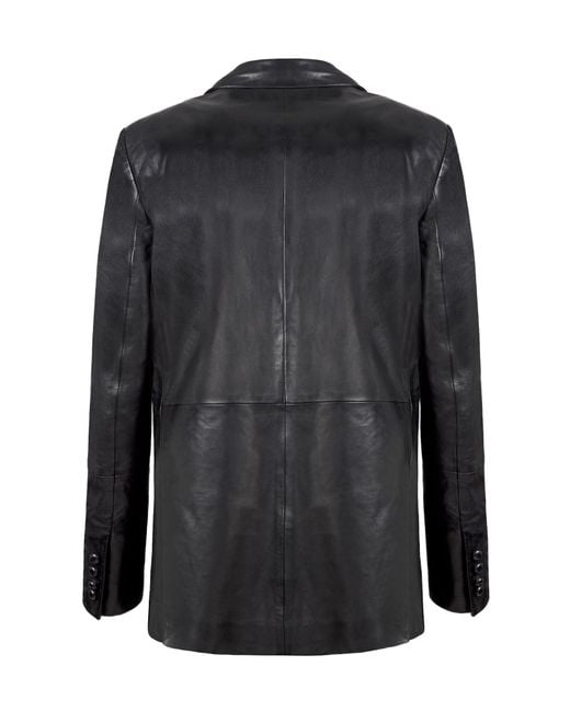 Blazé Milano Black Double-Breasted Oversize Leather Blazer