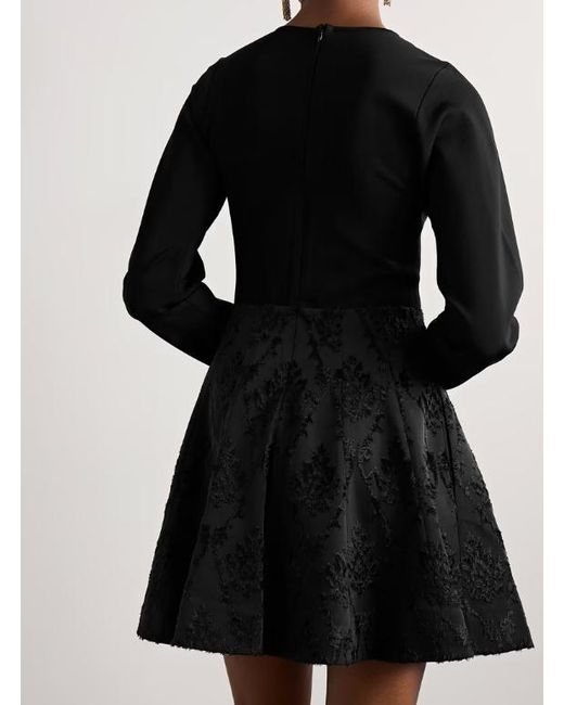 Ulla Johnson Black Cara Elastic Knit Embroidered Jacquard Mini Dress