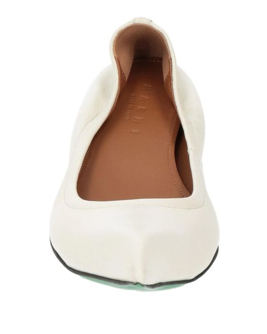 Marni White Leather Pointed-Toe Ballet Flats