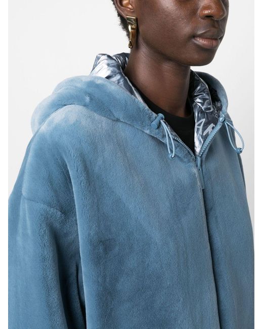 Emporio Armani Blue Faux-Fur Reversible Hooded Jacket