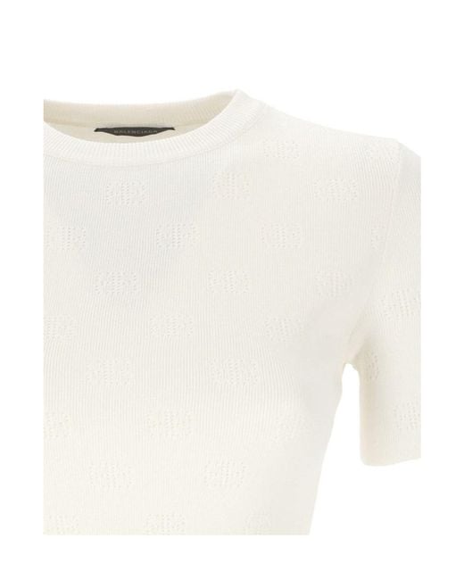 Balenciaga White Crewneck Knitted Top