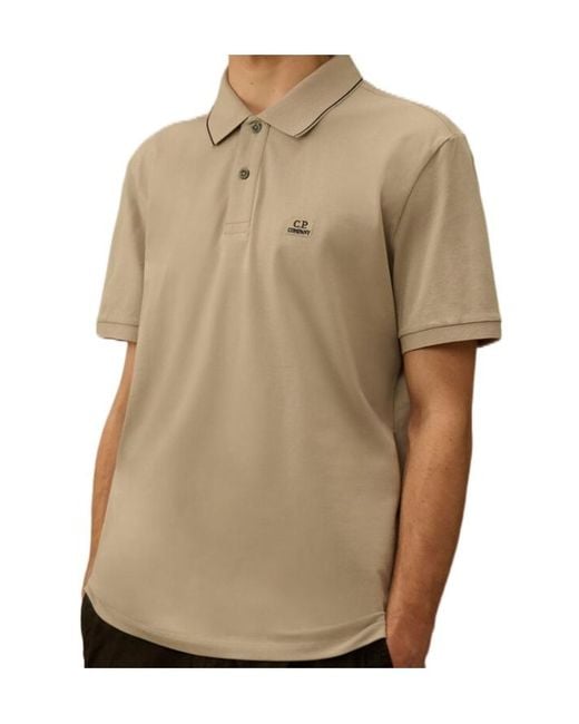 C P Company Natural Logo-Detail Short-Sleeve Cotton Polo Shirt for men