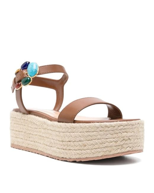 Gianvito Rossi Multicolor Straw Thick Sole Sandals