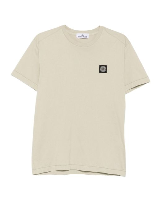 Stone Island White Logo-Patch T-Shirt for men