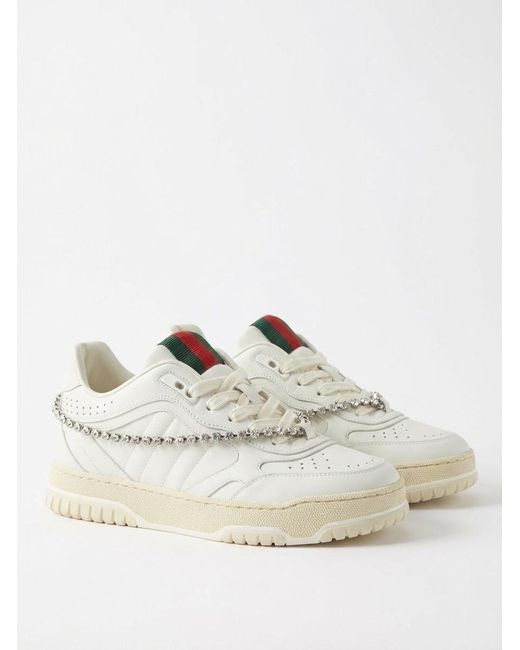 Gucci White Re-Web Sneakers