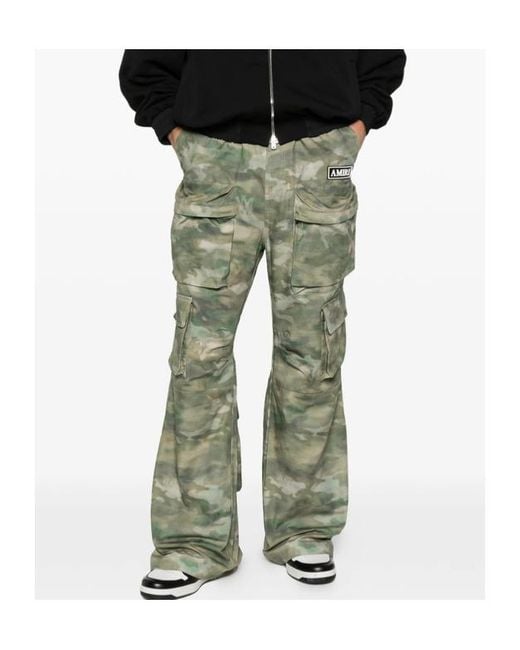Amiri Green Print Cargo Trousers for men