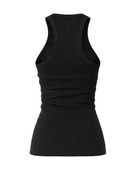 Dondup Black Ribbed Logo Sleeveless Top