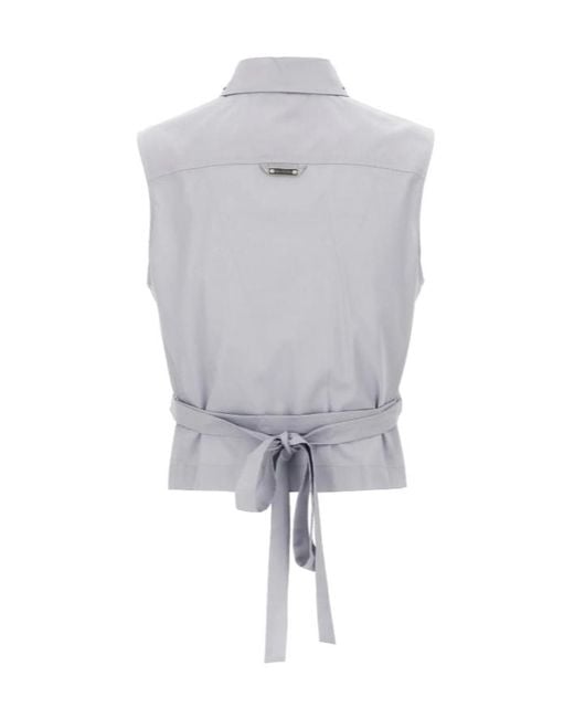 Iceberg Gray Stud-Embellished Sleeveless Shirt