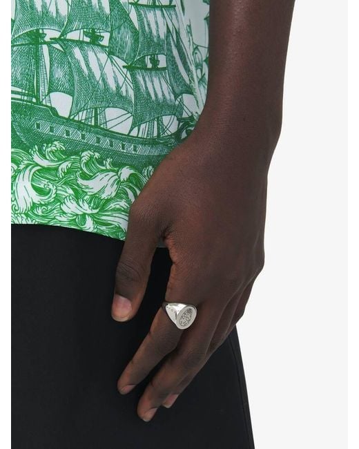 Alexander McQueen White Skull Signet Ring for men