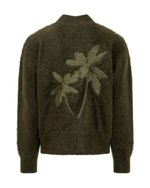 Laneus Green Brushed-Effect Cardigan for men