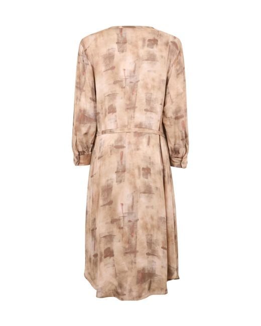 Peserico Natural Abstract Print Midi Dress