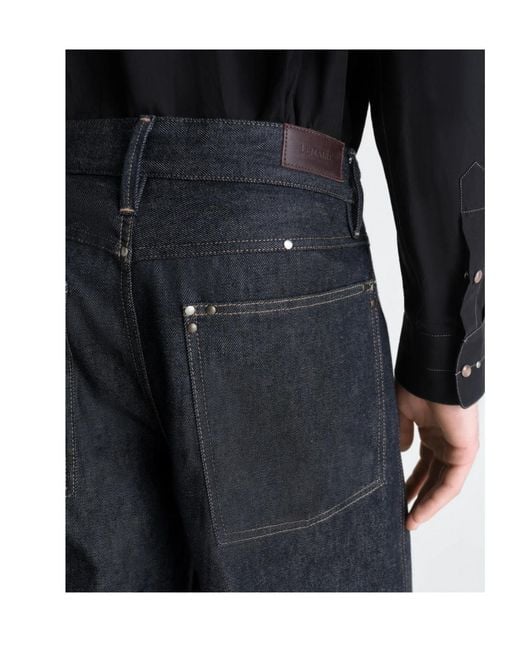 Lemaire Blue Logo Patch Tapered-Leg Jeans for men