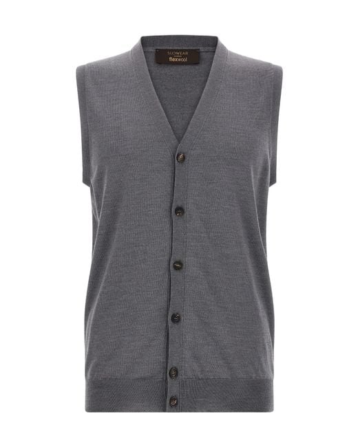 Zanone Gray Flexwool Buttoned Vest for men