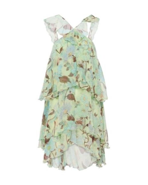 Stella McCartney Green Tiered Printed Silk Minidress