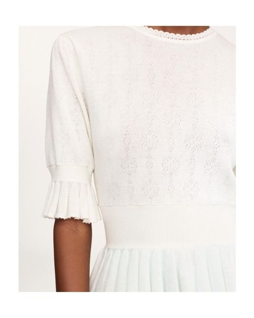 Chloé White Chloé Cropped Ruffled Knit Jumper