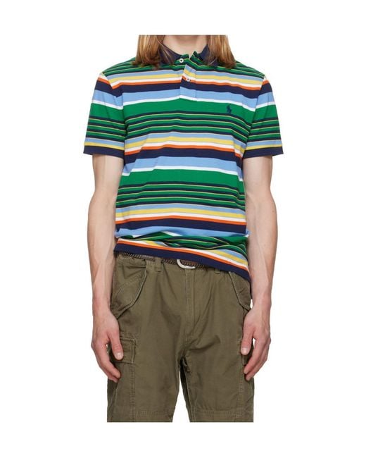 Polo Ralph Lauren Green Striped Polo Shirt for men